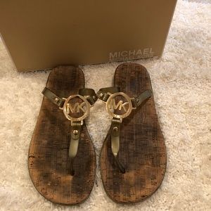Michael Kors Gold Jelly Flip Flops